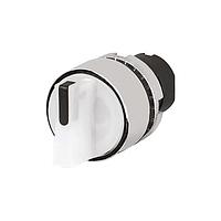 EAO 46-2W28.3CV0.001 Knob Actuator, oe 22.3 mm, oe 30 mm, illuminative, White, short, round, Silver, Metal, Maintained - Maintained, IP65, IK03