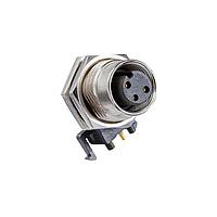 Amphenol LTW M12A-03PFFR-SF8002 Circular Metric Connectors M12 Circular Metric Connector, A Code, Metal, 4A, 03 pins, Female Connector, Female Contact, Hexagonal, M16*1.5, Screw Thread, PCB 90 , Receptacle, Front Fastened, IP68 / IP69K