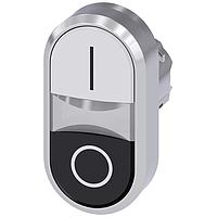 SIEMENS 3SU10513AB610AK0 Flat Button TWIN BUTTON, MOM, WHITE/BLACK