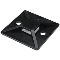 HellermannTyton MB50F4 Cable Tie Mounting Bases Screw Mount Cable Tie Base, 1.49 x 1.49", 0.35" Max Tie Width, 0.19" Hole Dia, PA66, Black, 250/pkg