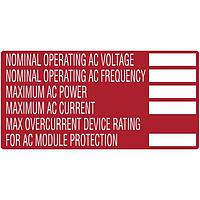 HellermannTyton 596-00855 Solar Label Solar Label, Printable, AC MODULE, 4.0" x 2.0", PET, Red, 10/pkg