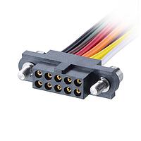 Harwin M80-FB10868F2-0150L Rectangular Cable Assemblies 4+4 Pos. Female T-Contact DIL 22AWG Cable Assembly, 150mm, single-end, Jackscrews