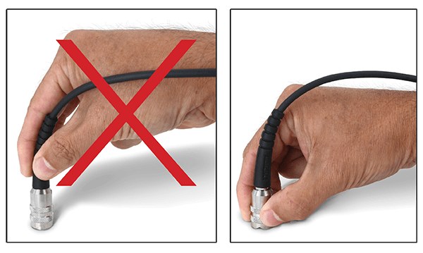 Coating thickness gage probe positioned for measurement