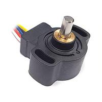 Amphenol Piher PSCM-A-03S-05 Rotary Position Sensors Compact Rotary Sensor, 12 bit Multiturm, Absolute, 5VDC analog, 32mm, Wire leads, 6mm flatted shaft, Non contacting magnetic, Electrical Rotation Angle 720 deg, , -40C to +125C - 3 turns