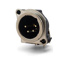 Io Audio Technologies IO-XLR4-M-BH Connectors 4-Pin XLR Chassis Connector, Male, Horizontal, PCB, Ground Pin, Metal Face Plate