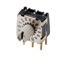 Same Sky (formerly CUI Devices) RDS-10S-74R45A-254-D DIP Switches Rotary DIP Switch, 7.4mm, 4.5mm actuator, 10 pos, Rt ang, 2.54mm pitch,TH