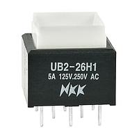 NKK Switches UB226SKW035C Pushbutton Switches DPDT ON-ON RED LED PC BODY ONLY 6A