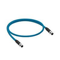 Lumberg Automation 0985 YM57530 100/10M Cat 5e EtherNet/IP, double-ended cord set, M12 male to male straight, 4-pin, D-coding, 24 AWG TPE cable, stranded/shielded, 2 twisted bonded pairs with teal jacket.