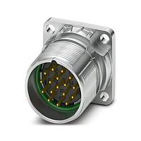 PHOENIX CONTACT 1629086 Circular Metric Connectors Device connector  front mounting  M23 PRO  straight  for standard and ONECLICK fast locking system  M23  No. of pos.: 17  type of contact: Pin  Crimp connection  4x oe 3.2  flange dimensions: 26 mm x 26 mm  coding:N