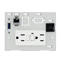 Murrelektronik 4000-68000-4100000 Ethernet I/O Modules MODLINK MSDD DBL COMBI INSERT USA 2XNEMA 5-15, GFCI+1xRJ45 fem./fem.+1xUSB-A fem./fem.+1x3A fuse, with touch protection
