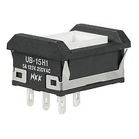 NKK Switches UB15NBKW015C Pushbutton Switches RECT W/BARIER ON(ON) RED LED SLDR NO CAP