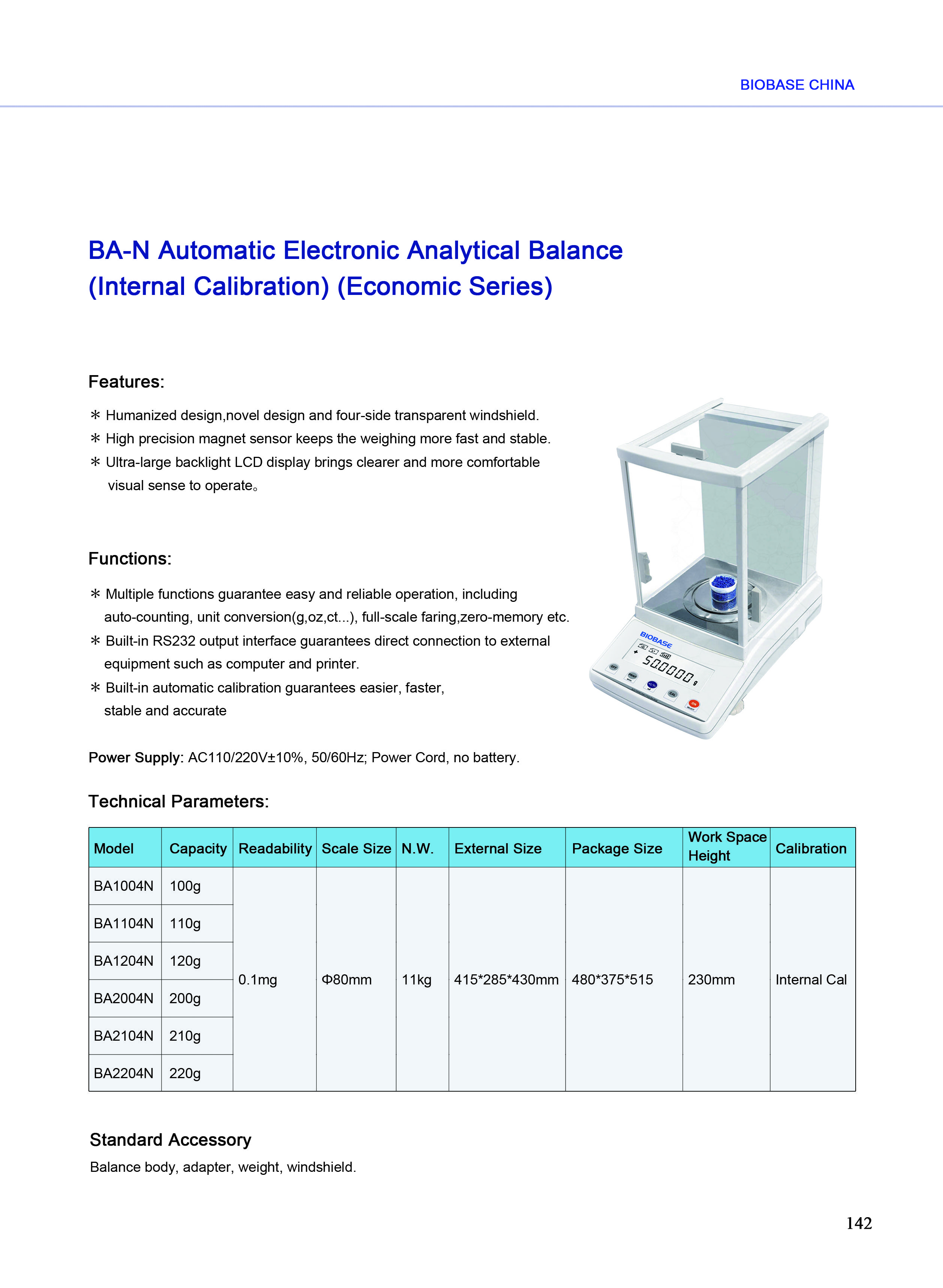 BIOBASE BA1204N Automatic Electronic Analytical Balance (BAN) EMIN