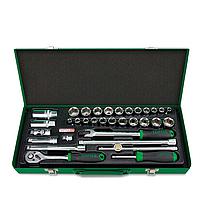 TOPTUL GCAD3303 6PT Socket Set  Satin Chrome/Metal Box (3/8", 33PCS)