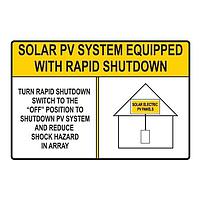 HellermannTyton 596-00885 Solar Label Solar Label, Reflective, SOLAR PV SYSTEMSHUTDOWN, 6.0" x 4.0", VL, Yellow, 50/roll