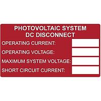 HellermannTyton 596-00851 Solar Label Solar Label, Printable, DC Rating, 3.75" x 2.0", PET, Red, 10/pkg