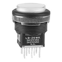 NKK Switches LB26WKW01-6F-JB Pushbutton Switches DPDT ON-ON GRN Ag PNL SEAL BLK HOUSING