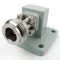 Fairview SMW62ACN WR-62 to N Female Waveguide to Coax Adapter Square Cover Flange With 12.4 GHz to 18 GHz Frequency Range