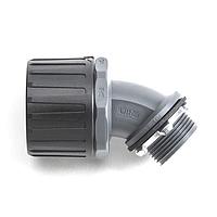 HellermannTyton 166-90864 Elbow, 45 Degree HelaGuard Non-Metallic Ultra IP68 Fitting, 45-Degree Elbow, 0.50" NPT Thread, 0.38" Dia., PA66, Black, 50/Box