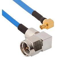 Amphenol SV Microwave FRSMPM-085-MRSMA-120 RF Cable Assemblies SMPM R/A F  SMA R/A M 12"Cable