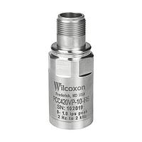 Amphenol Wilcoxon PCC420VP-50-R6 Vibration Sensors Compact vibration transmitter, 4-20 mA vibration sensor, 105C; 5.0 ips full scale, proportional to velocity, peak; top exit 2-pin MIL-C-5015 connector, 1/4-28 mounting hole (stud included)