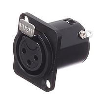 Amphenol Audio AC3FDZB-AU Connectors 3 Pole XLR Metal F Chassis Mount D Type Gold Plate Stamped Contacts Black Finish