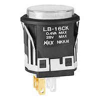 NKK Switches LB16CKG01-6F-JB Pushbutton Switches SPDT ON-ON RND GRN LED CLEAR/WHITE CAP