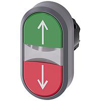 SIEMENS 3SU10313AB420AN0 Flat Button TWIN BUTTON, MOM, GREEN/RED
