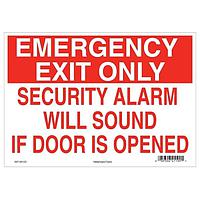 HellermannTyton 597-00124 Labels Emergency Exit Sign, 10" x 14", Security Alarm Will Sound If Door is Open, Red, 25/pkg