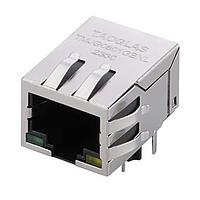 Taoglas TMJG0801GENL Magnetic Jack RJ45 ICM, 1G Base-T, 1x1, Short Body, Tab Down, 10 pin THT, T+CMC, Shielded EMI Finger, LED, Commercial grade