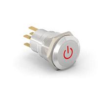Alcoswitch - TE Connectivity 6-2213766-8 Pushbutton Switches AV19 DPL 0.4VA POWER LED RED 24V