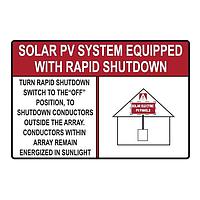 HellermannTyton 596-00886 Solar Label Solar Label, Reflective, SOLAR PV SYSTEMSHUTDOWN, 6.0" x 4.0", VL, Red, 50/roll