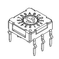 Same Sky (formerly CUI Devices) RDS-16S-7229-R-CR DIP Switches Rotary DIP Switch, 7.2 x 7.2 x 2.9 mm, rotor actuator, 16 pos, crimped, TH