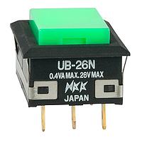 NKK Switches UB26NKG01N-F Pushbutton Switches RECT DPDT ON-ON SLDR LUG GREEN CAP .4VA