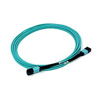 Megladon Manufacturing 62MTFX24K0-1M Fiber Optic Cable Assemblies Multimode OM3 12F MPO(f) to MPO(f) Method B 3mm Aqua Indoor Plenum, 1 Meter