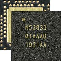 Nordic Semiconductor NRF52833-QIAA-B-R BLE 5.3, Bluetooth Mesh, NFC, Thread, Zigbee 105 C qualified Bluetooth 5.3 SoC supporting Bluetooth Low Energy, Bluetooth mesh, NFC, Thread and Zigbee