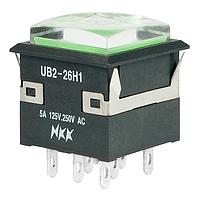 NKK Switches UB226KKW015F-1JF Pushbutton Switches 5A DPDT ON ON GRN