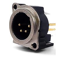 Io Audio Technologies IO-XLR4-M-BV Connectors 4-Pin XLR Chassis Conn, Male, Vertical, PCB Mount, Ground Pin, Metal Face Plate