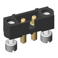 Harwin M80-5000000M3-02-PM2-00-000 Power to the Board Datamate Mix-Tek Male Vertical Throughboard Connector, Jackscrews + 5mm board mount, no signal contacts, 2 x 5mm Throughboard High Power contacts