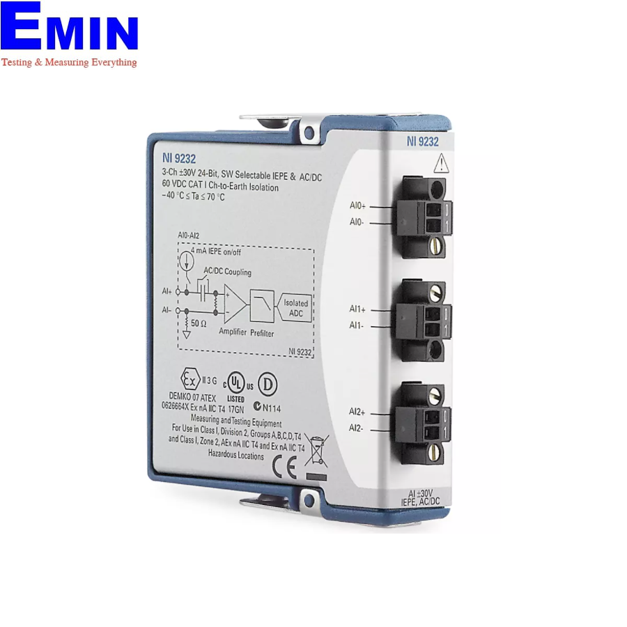 NI NI-9232 C Series Sound and Vibration Input Module (3-Channel, 102.4  kS/s/ch, Screw Terminal (qty 3)) | EMIN.COM.MM