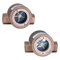 Dwyer SFI-300-1/2 Sight Flow Indicators, Brass/316 SS, Single/Double Windows, Rotating Impellers (Double Window, Impeller, Bronze Body, 1/2 in, Horizontal, Vertical)