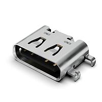 GCT (Global Connector Technology) USB4500-03-1-A PCB Mid Mount USB C Rec 16P 3u" Mid Mnt 0.8mm O-set SMT L = 6.5mm S-Spring