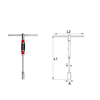 Yato YT-1554 T-type deep socket wrench with rotary handle 10mm