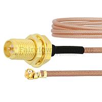 Fairview  FMCA1019 RP SMA Female Bulkhead to UMCX 2.5 Plug Cable RG178 Coax and RoHS Compliant