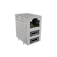 Amphenol Commercial Products RJE36188330CH RJ45 Over Dual USB Type C Stacked RJ45 over 2 Nos USB Type C 30 micro inch Contact Gold Plating