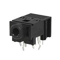 Same Sky (formerly CUI Devices) SJ-3589ANG Phone Connectors 3.5 mm, Stereo, Right Angle, Through Hole, 3 Conductors, DPDT Switch, Kinked Pins, Audio Jack Connector