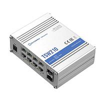 Teltonika TSW210000010 Unmanaged Ethernet Switches Industrial unmanaged switch. 8 x Ethernet  ports, 2 x SFP ports. *no power supply unit added. With DIN Rail mount.