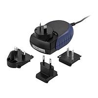 Cincon TR30RAM150-01E03-GY-BK-Level-V Interchangeable Plugs Switching Adapter, Level V, Wallmount, Medical, 30 Watt, 90-264VAC Input, 15VDC Output, 5.5x2.1x12mm, Right Angle, DC Cable 1800mm, Grey Case