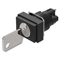 EAO 51-495.025D2 Keylock Switches Keylock switch 2 positions, Front dimension 18 x 24 mm, Snap-action switching element, 1NC, 1NO, A-B, 42 degree, Solder Terminal, IP65