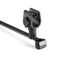 HellermannTyton 156-02253 Standard Cable Ties MOC Clip, 9 mm Transverse, Assembled to T50SVC Swivel Tie, PA66HIRHSUV, Black, 1000/ctn