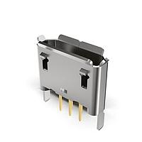 GCT (Global Connector Technology) USB3131-30-0230-A Micro USB Type B Connectors Micro B Skt, Vertical, TH, 30u", With 2.3mm shell stake, T&R